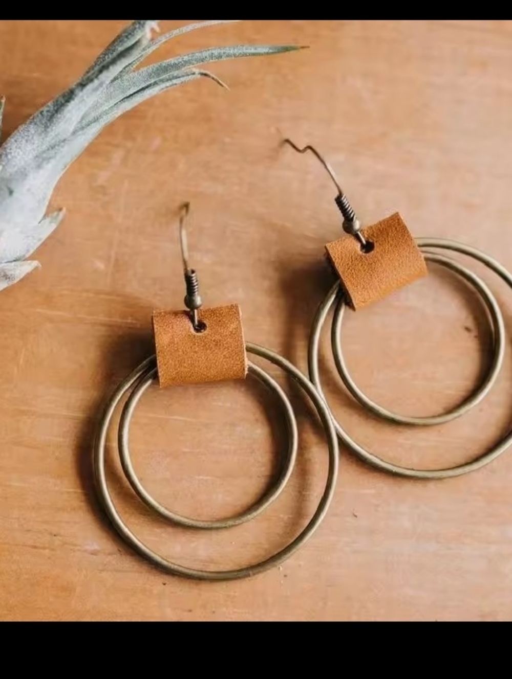 Vintage‎ Earrings Leather Circles Women's Jewelry New G10